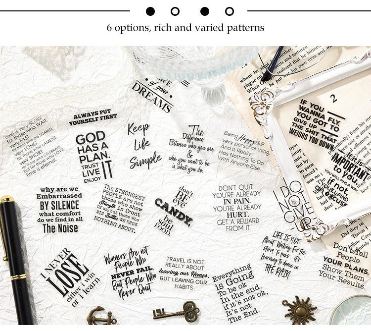 CAWPURI Pure Black Poet Sticker Pack – 40PCS Inspiring Designs