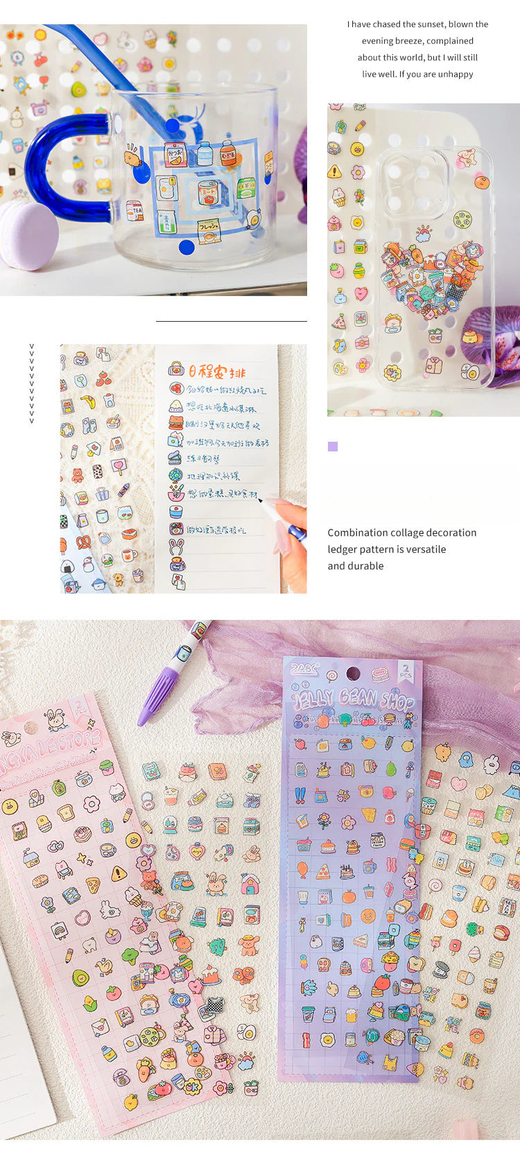 CAWPURI Fun Market Cute Cartoon Handbook Stickers – 20 Adorable Designs