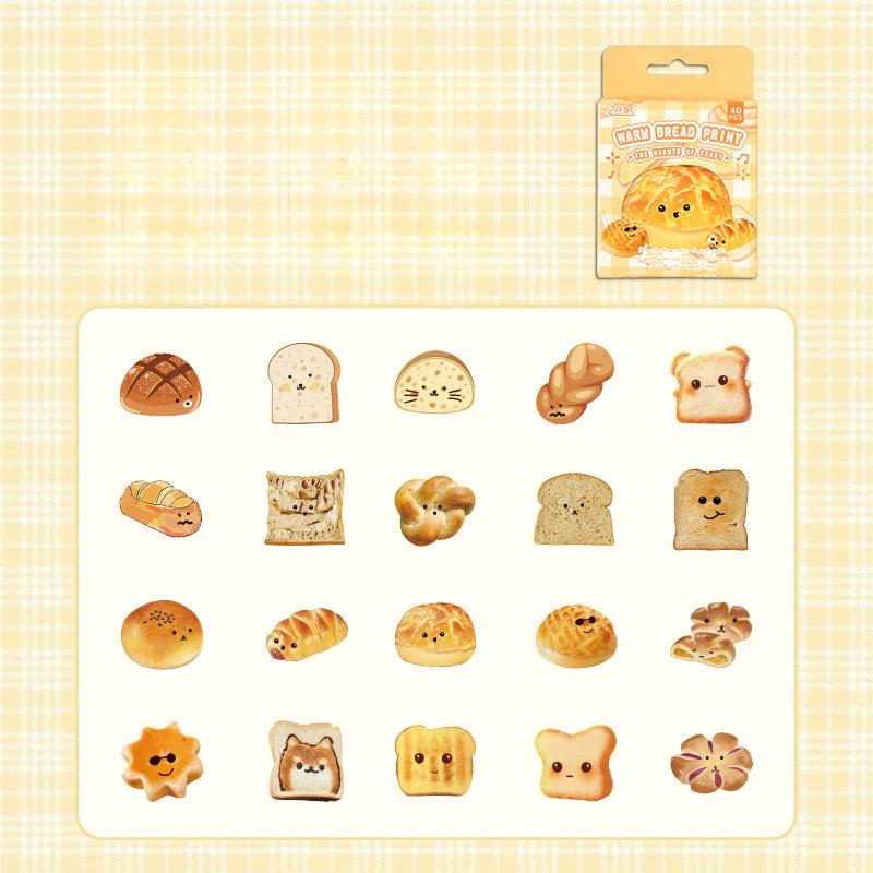 CAWPURI Yuezhen Cute Bread Handbook Stickers – 20 Adorable Designs