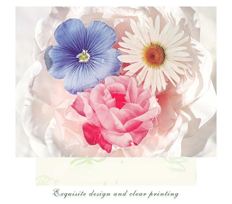 CAWPURI Leisurely Flower Language Sticker Set - 50 Exquisite Retro Designs