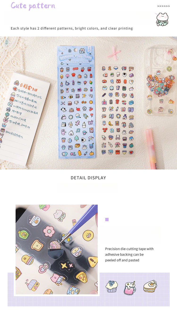 CAWPURI Fun Market Cute Cartoon Handbook Stickers – 20 Adorable Designs