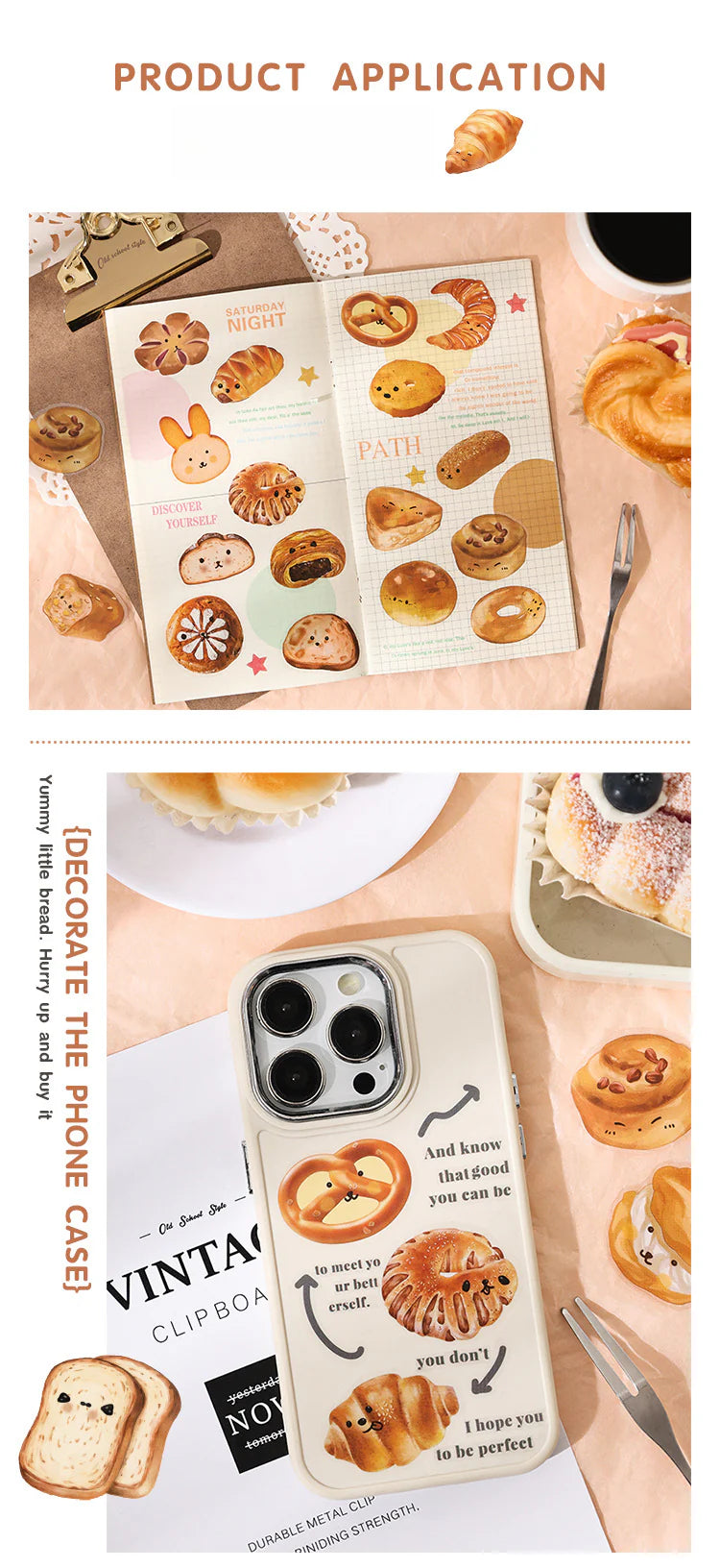 CAWPURI Yuezhen Cute Bread Handbook Stickers – 20 Adorable Designs