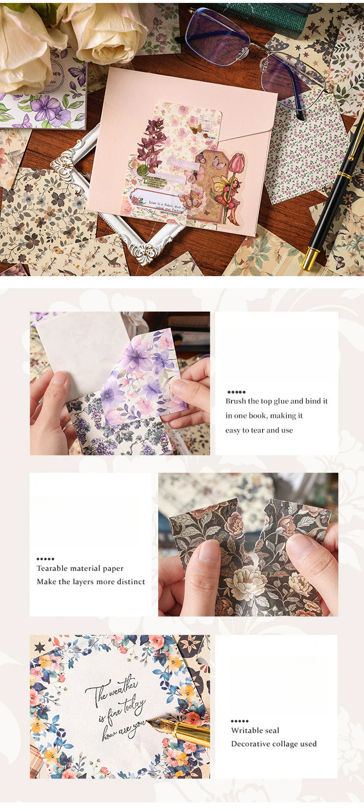 CAWPURI Mihua Manyuan Material Book – 100 Retro Pattern Sheets for Handbooks