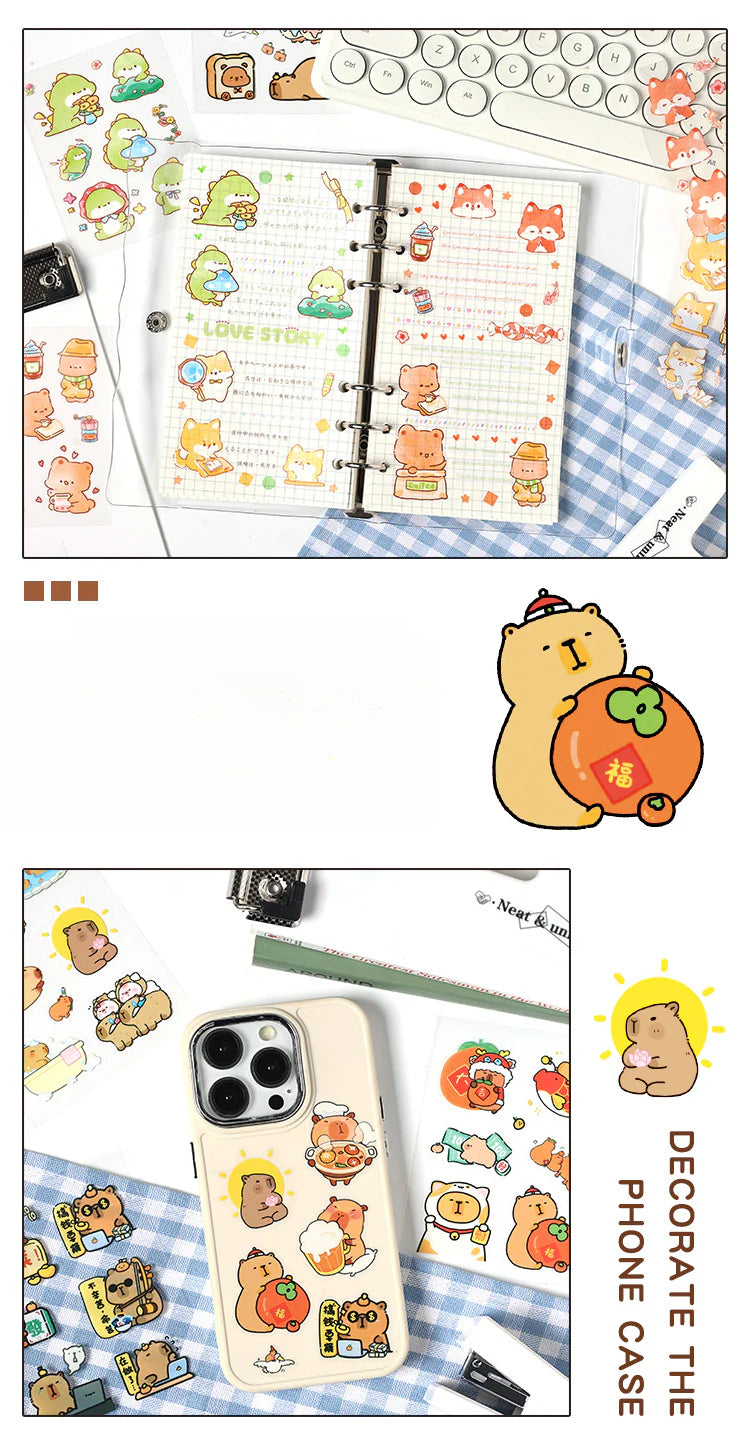 CAWPURI Cute Cartoon Waterproof Stickers – 16 Adorable Designs for Crafts