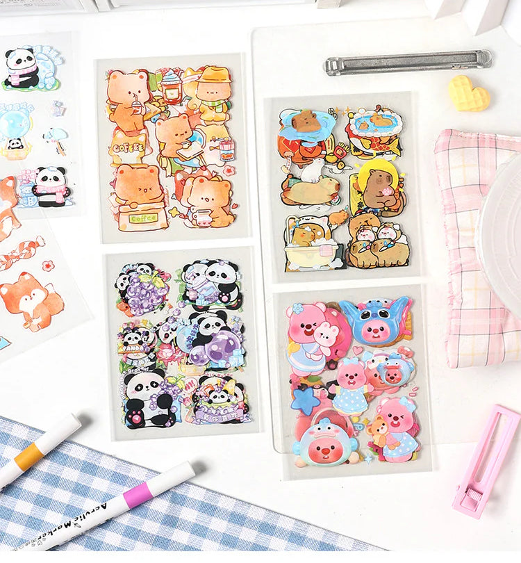 CAWPURI Cute Cartoon Waterproof Stickers – 16 Adorable Designs for Crafts