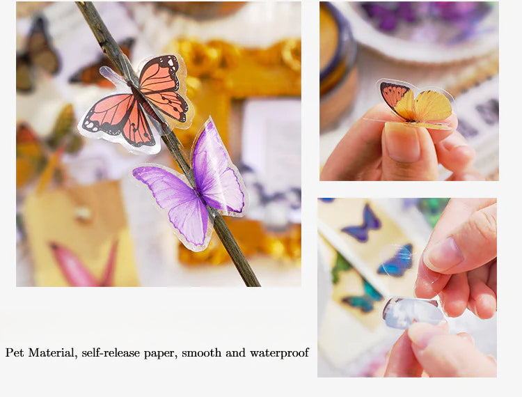 CAWPURI Butterfly Garden Stickers – 40PCS Waterproof PET for Handbooks & DIY