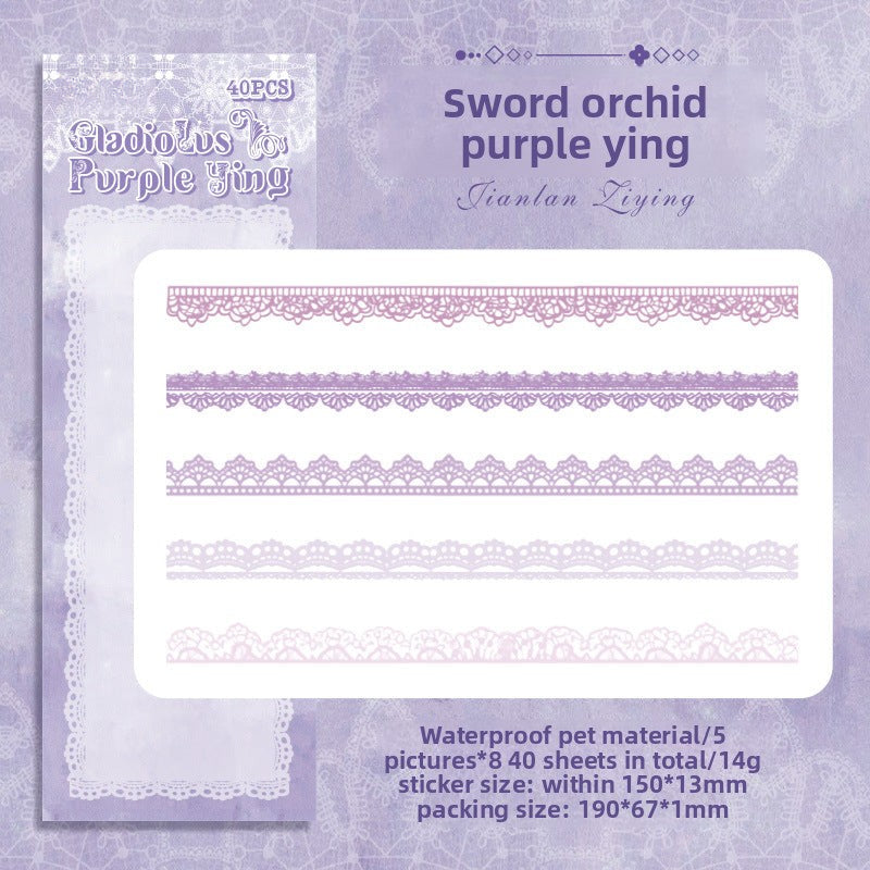 CAWPURI Flower Bud Dream Yarn Stickers – 40PCS Retro Lace PET Stickers for Handbooks