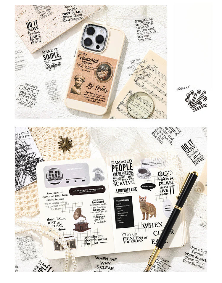 CAWPURI Pure Black Poet Sticker Pack – 40PCS Inspiring Designs