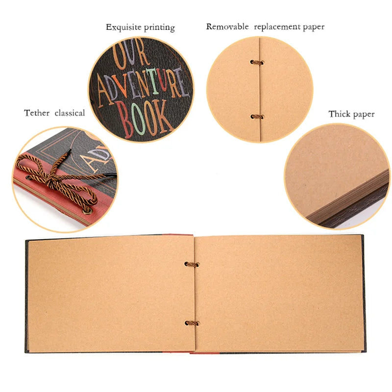 Photo Album DIY Handmade Photo Album Scrapbook Our Adventure Book Retro Kraft Album Anniversary Wedding Memory Mother's Day Gift