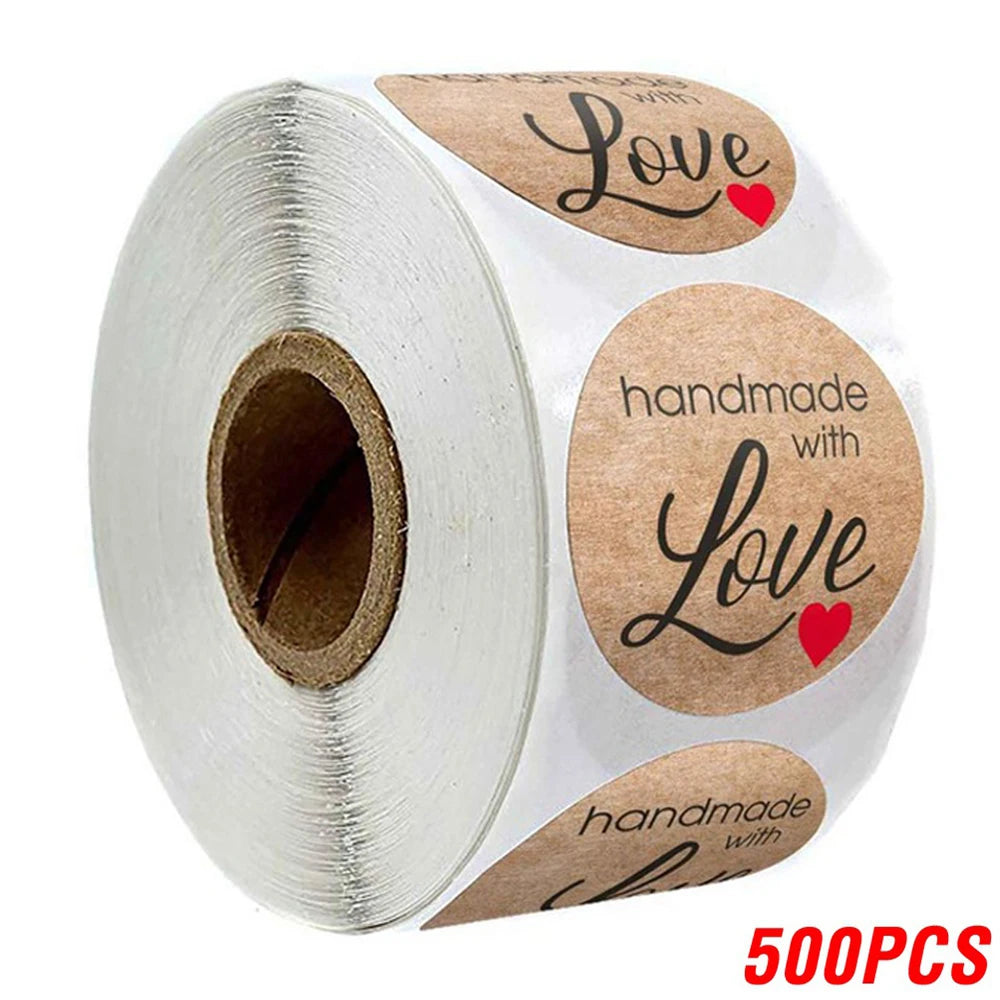 CAWPURI 100-500pcs Vintage Kraft Paper Stickers Scrapbook Gift Stationery Label Stickers Handmade With Love Thank You For The Stickers