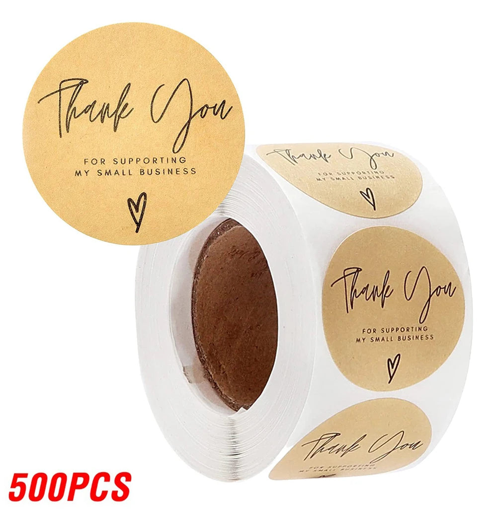 CAWPURI 100-500pcs Vintage Kraft Paper Stickers Scrapbook Gift Stationery Label Stickers Handmade With Love Thank You For The Stickers