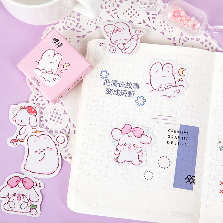 CAWPURI 45 pcs/box Cute rabbit daily Kawaii Decoration Stickers Planner Scrapbooking Stationery Korean Diary Stickers