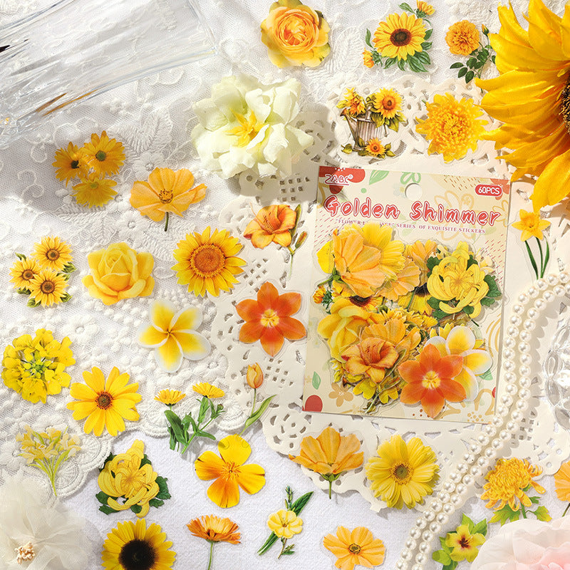 CAWPURI Leisurely Flower Language Sticker Set - 50 Exquisite Retro Designs