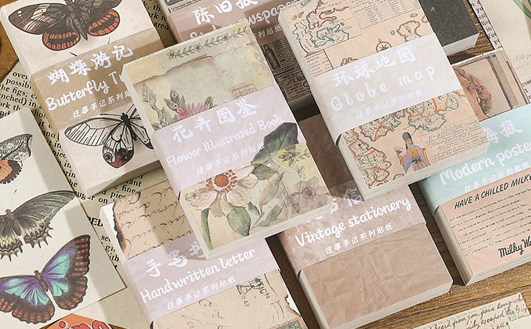 CAWPURI Past Notes Series Hand Account Material Paper Cute Retro Non-sticky Stickers 60 Material Books Wholesale