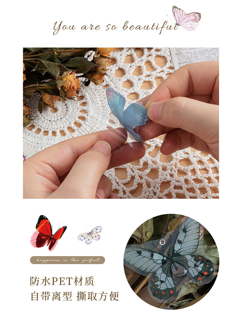 CAWPURI Variety Butterfly Stickers – 40PCS Cute Waterproof PVC for Crafts