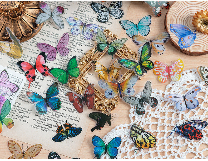 CAWPURI Variety Butterfly Stickers – 40PCS Cute Waterproof PVC for Crafts