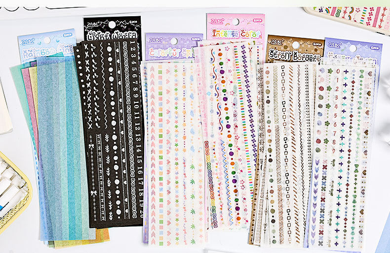 CAWPURI Boundary Guard Strip Stickers – 6Pcs Washi Paper Cut Film for Handbooks