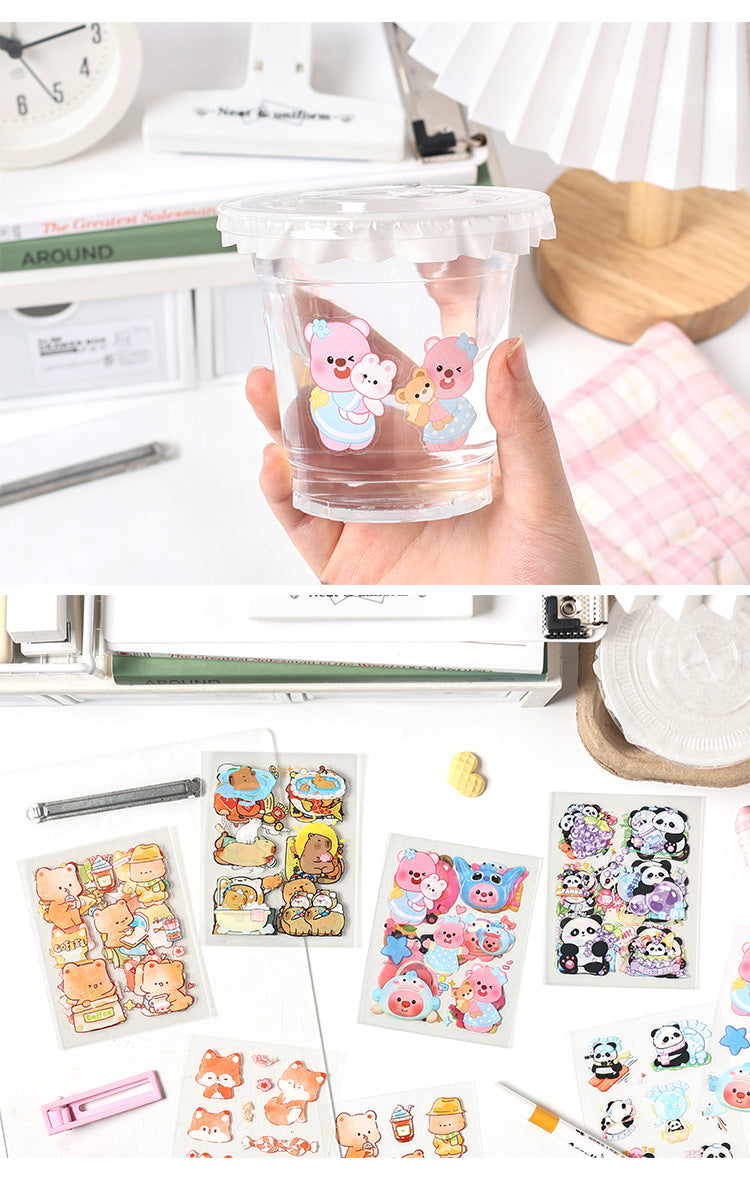CAWPURI Cute Cartoon Waterproof Stickers – 16 Adorable Designs for Crafts