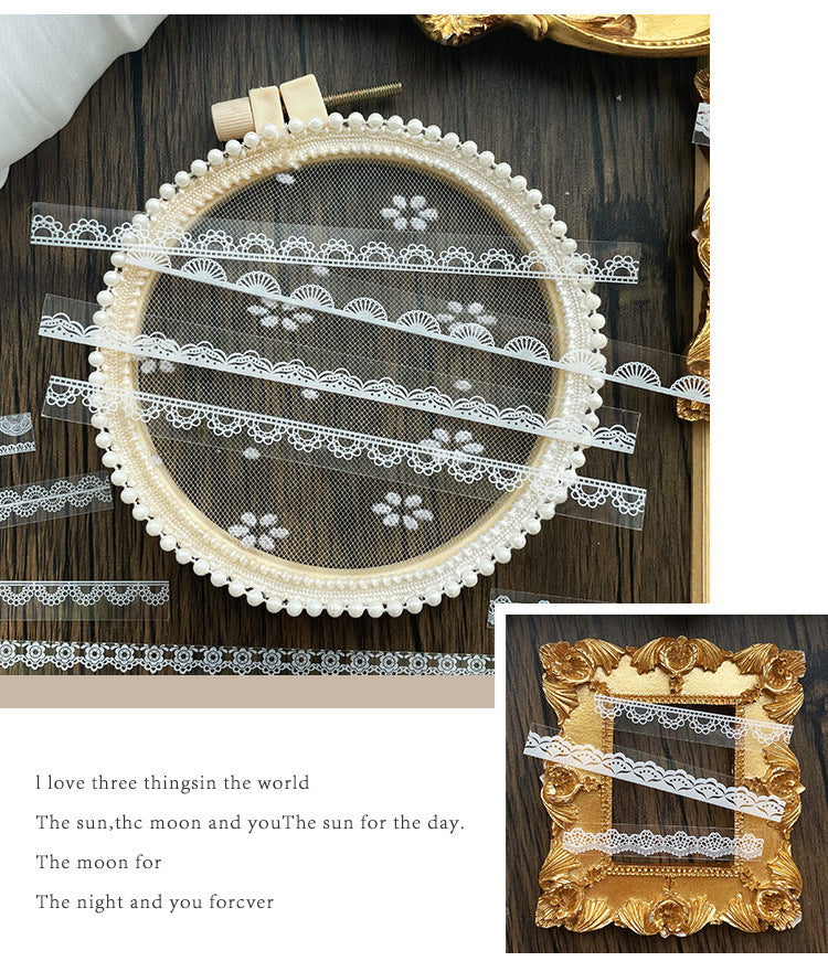 CAWPURI 30PCS Cluster Flower Lace Stickers – PET Decor for Handbooks