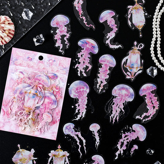 CAWPURI Ocean Waltz Jellyfish Stickers – 30PCS Waterproof PET for Handbooks