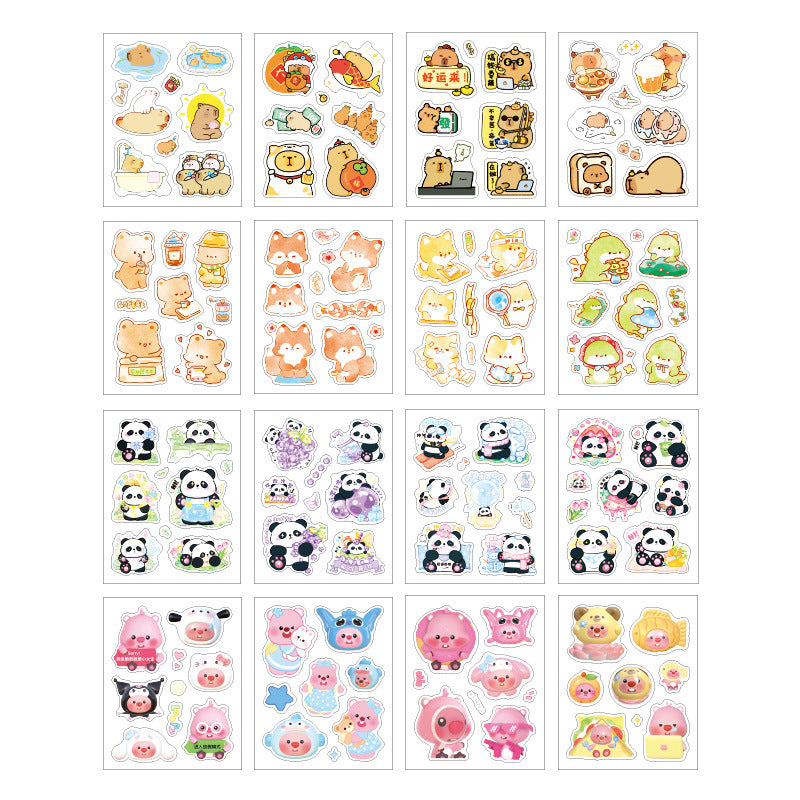 CAWPURI Cute Cartoon Waterproof Stickers – 16 Adorable Designs for Crafts