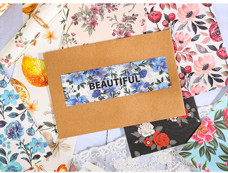 CAWPURI Senyu Garden Material Book – 100 Retro Flower Stickers for Handbooks