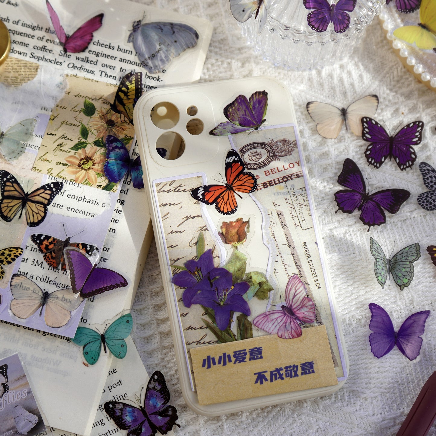 CAWPURI Butterfly Garden Stickers – 40PCS Waterproof PET for Handbooks & DIY