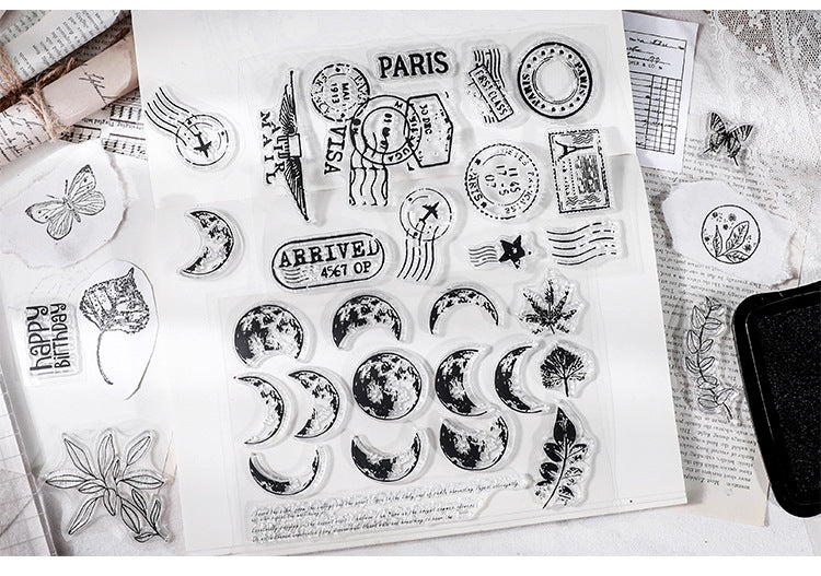 CAWPURI Retro Silicone Transparent Seal Stamp Set – DIY Handbook Decor