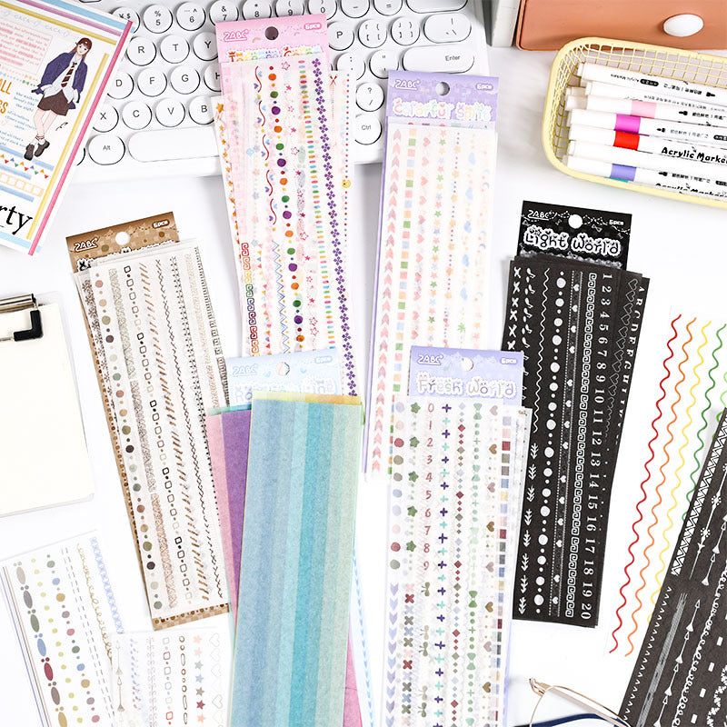 CAWPURI Boundary Guard Strip Stickers – 6Pcs Washi Paper Cut Film for Handbooks