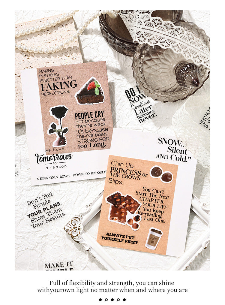 CAWPURI Pure Black Poet Sticker Pack – 40PCS Inspiring Designs