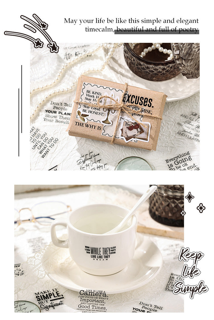 CAWPURI Pure Black Poet Sticker Pack – 40PCS Inspiring Designs