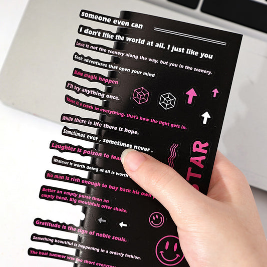 CAWPURI Retro Handwriting Heart Stickers – Long English Creative Stickers for Handbooks