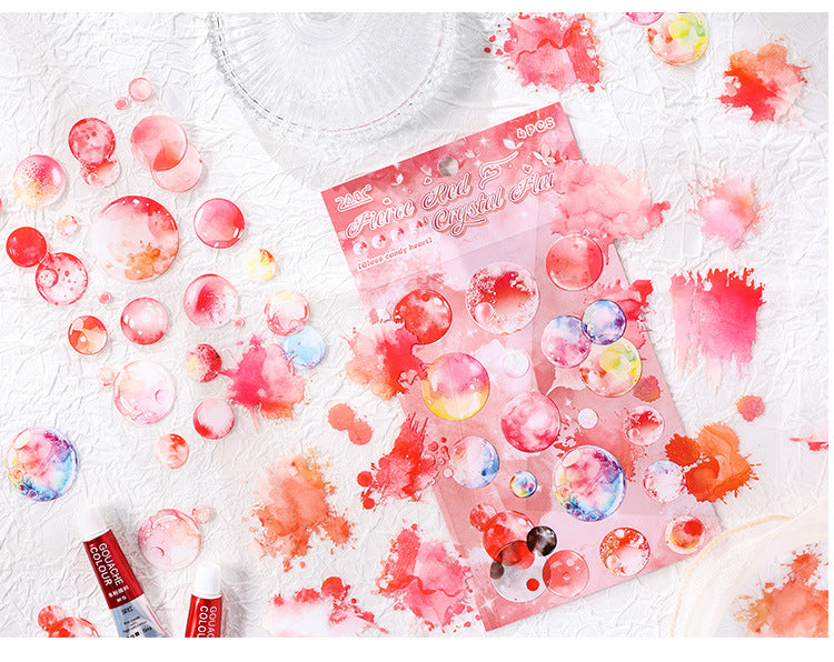CAWPURI Glazed Sugar Heart Stickers – 4PCS Waterproof PET for Handbooks & DIY