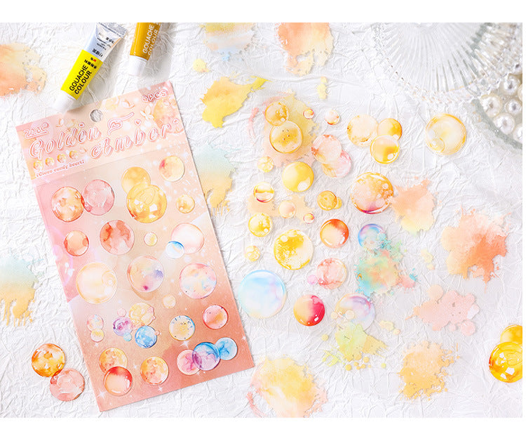 CAWPURI Glazed Sugar Heart Stickers – 4PCS Waterproof PET for Handbooks & DIY