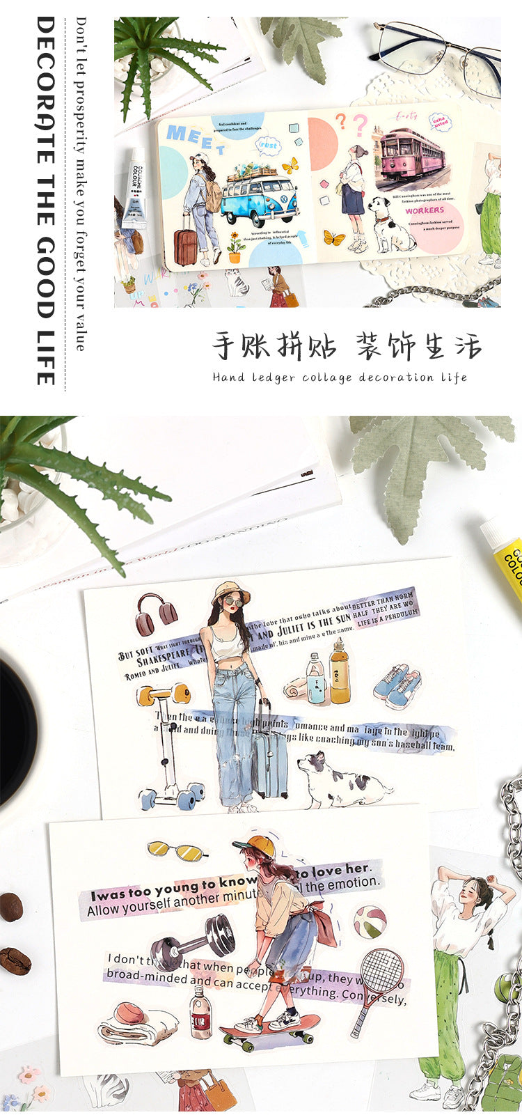CAWPURI Chase the Ordinary Sticker Book – 20PCS Waterproof PET for Handbooks