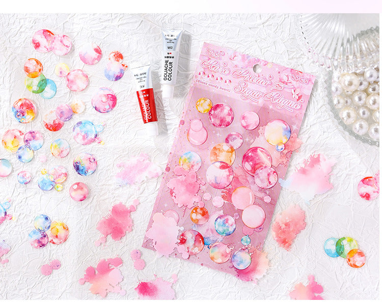 CAWPURI Glazed Sugar Heart Stickers – 4PCS Waterproof PET for Handbooks & DIY