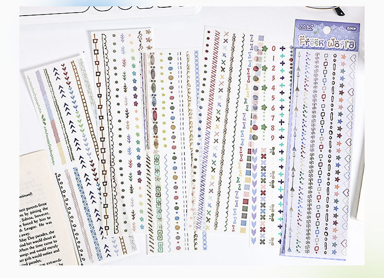 CAWPURI Boundary Guard Strip Stickers – 6Pcs Washi Paper Cut Film for Handbooks