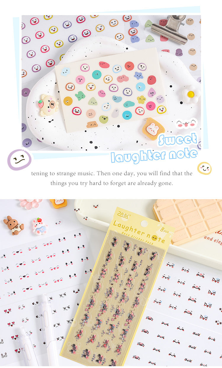 CAWPURI Emoji Symphony Stickers – 8PCS Waterproof PET for Handbooks & DIY