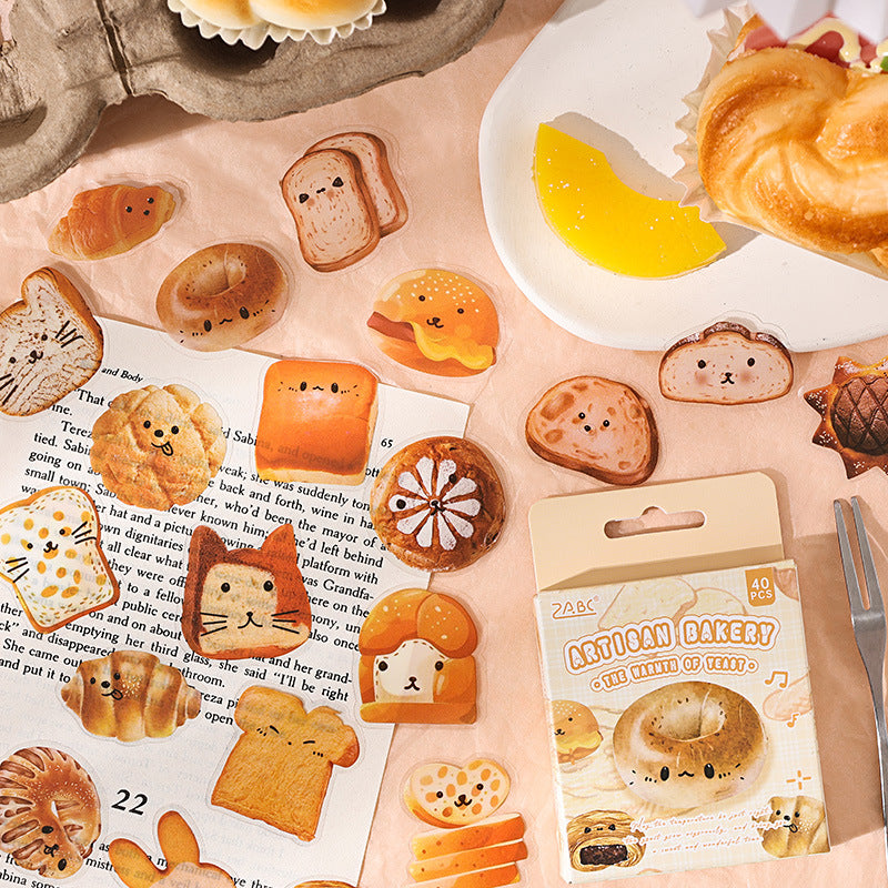 CAWPURI Yuezhen Cute Bread Handbook Stickers – 20 Adorable Designs