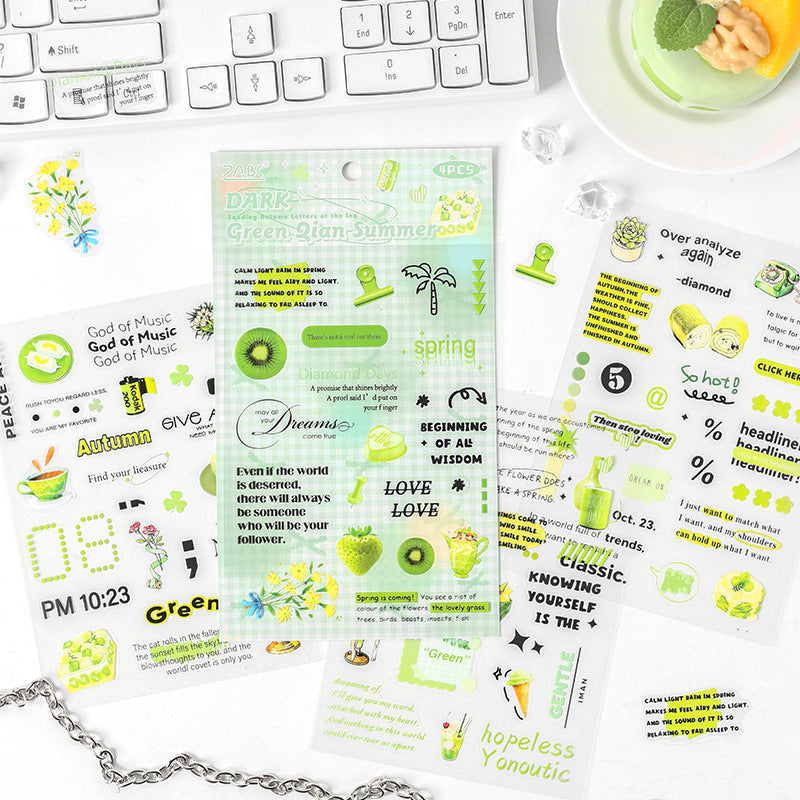 CAWPURI Autumn Letters Cut Film Stickers – 4Pcs Waterproof PET for Handbooks