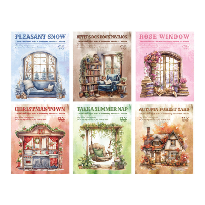 Secret Landscape Waterproof Stickers – 50 Enchanting Outdoor Designs