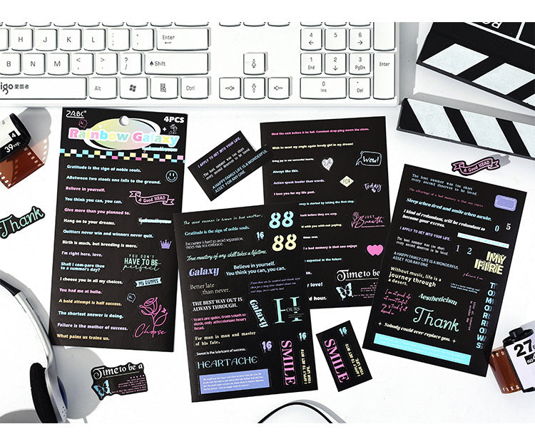 CAWPURI Retro Handwriting Heart Stickers – Long English Creative Stickers for Handbooks