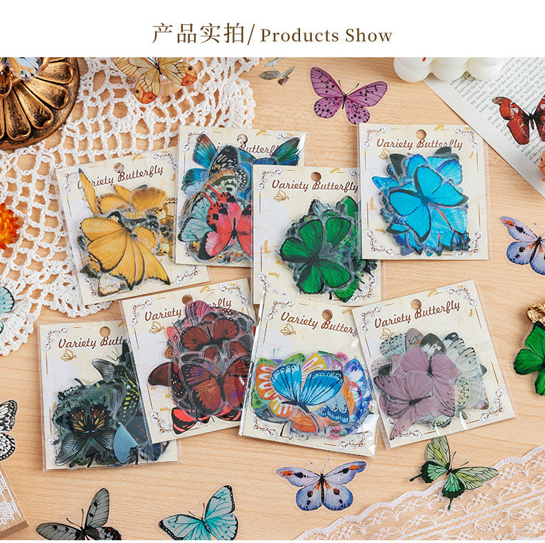 CAWPURI Variety Butterfly Stickers – 40PCS Cute Waterproof PVC for Crafts