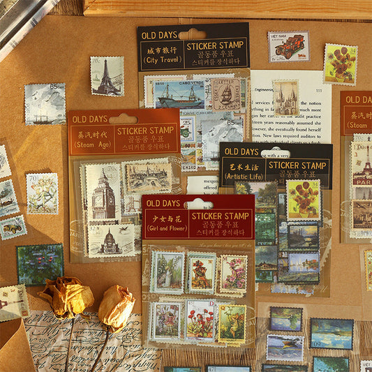 CAWPURI merchandise human messenger hand account sticker cute retro children's hand account sticker whole package set material wholesale