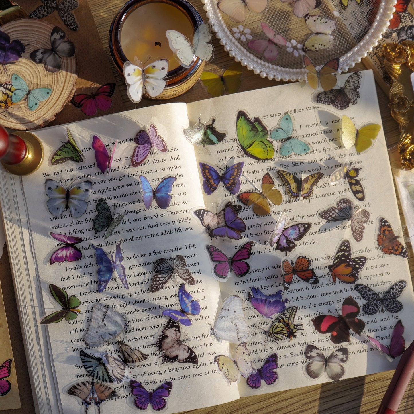 CAWPURI Butterfly Garden Stickers – 40PCS Waterproof PET for Handbooks & DIY
