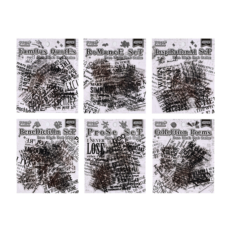 CAWPURI Pure Black Poet Sticker Pack – 40PCS Inspiring Designs