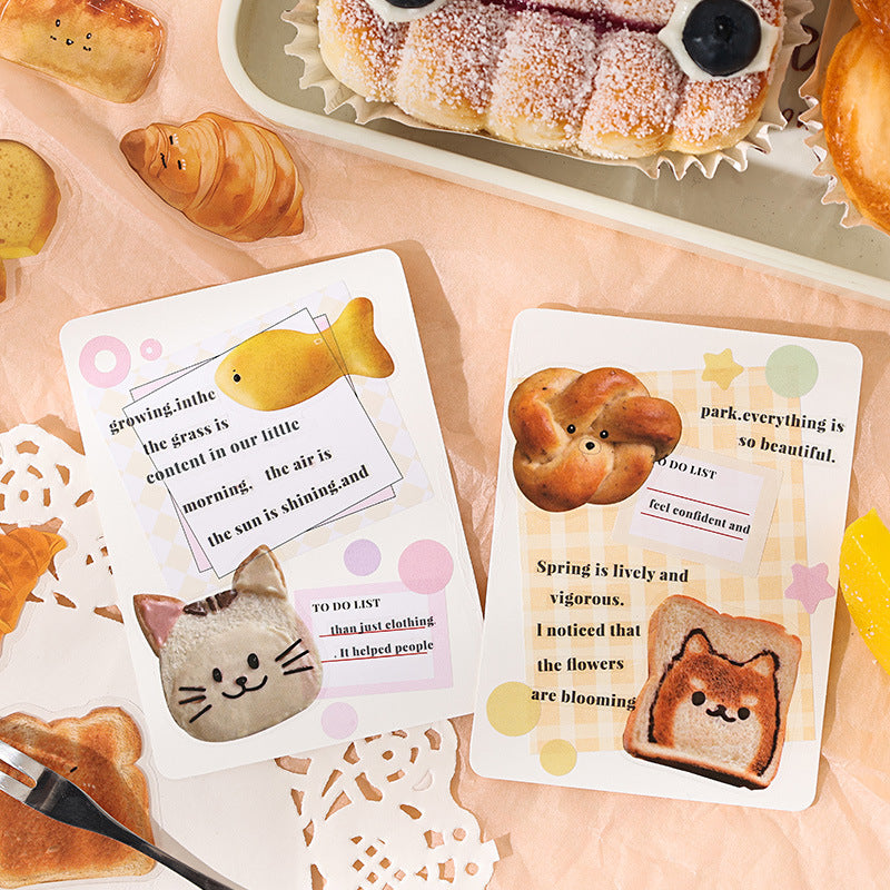 CAWPURI Yuezhen Cute Bread Handbook Stickers – 20 Adorable Designs