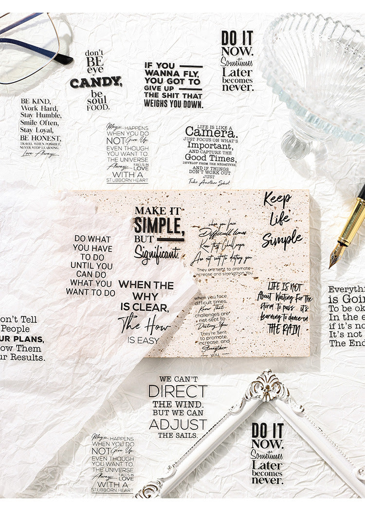CAWPURI Pure Black Poet Sticker Pack – 40PCS Inspiring Designs