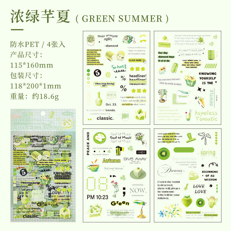 CAWPURI Autumn Letters Cut Film Stickers – 4Pcs Waterproof PET for Handbooks