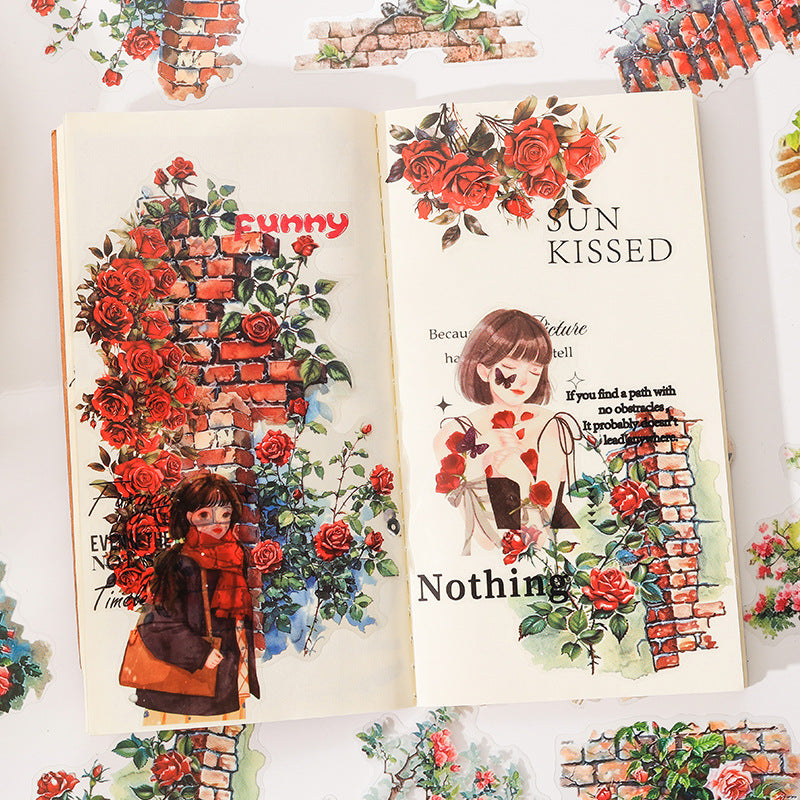 CAWPURI Dream Shadow Flower Stickers – 6PCS Waterproof PET for Handbooks